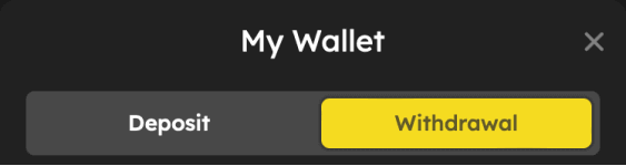 Withdrawal process Go to the tab ‘Withdrawal’